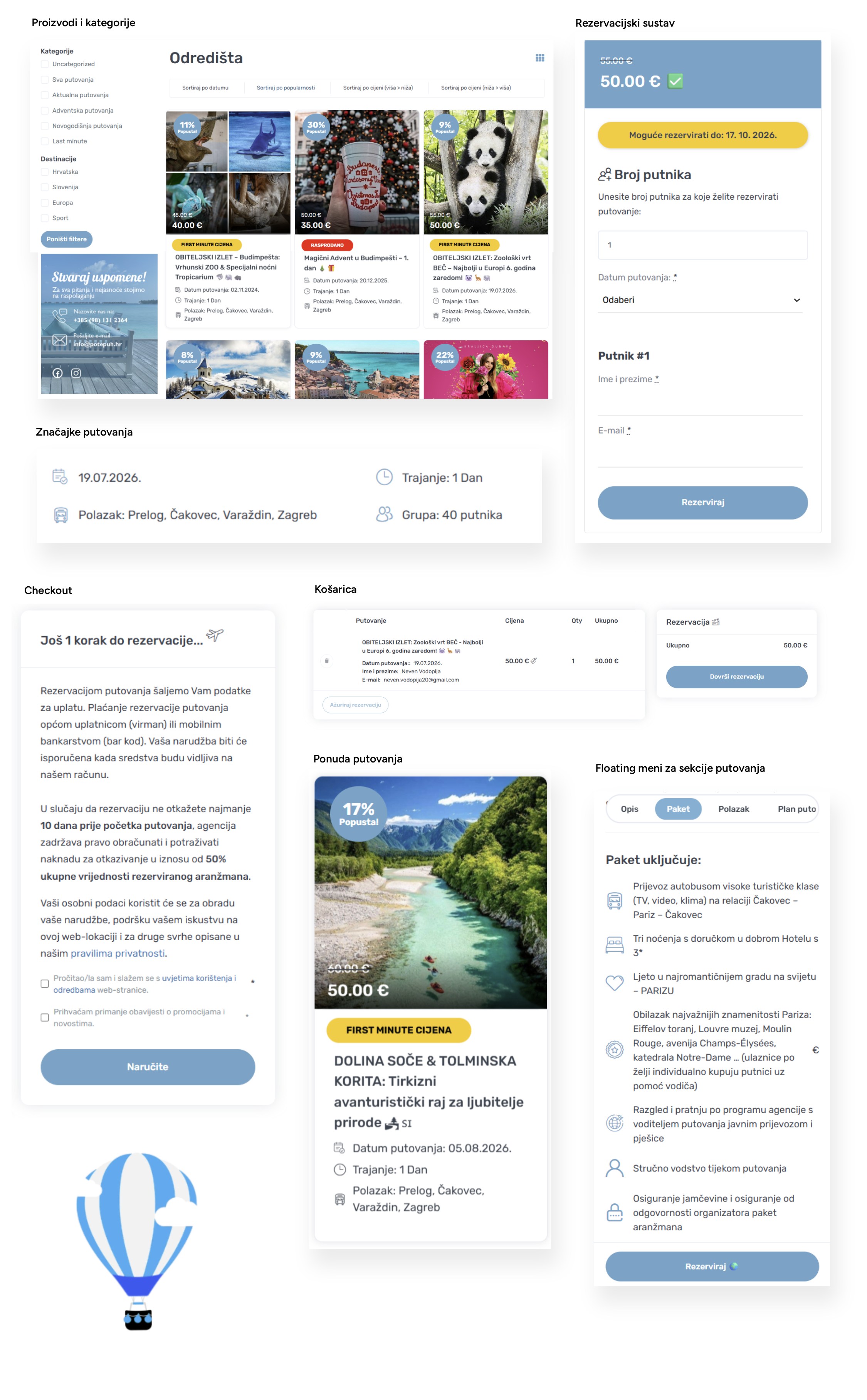 UX Elementi web trgovine potepuh-putovanja.hr