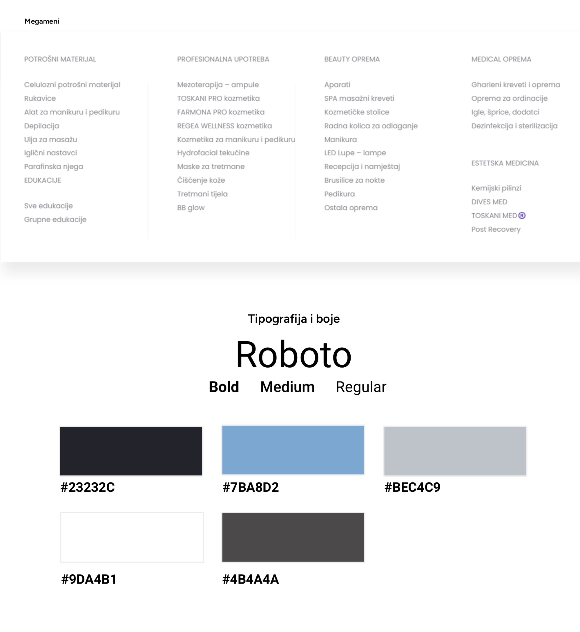 Tipografija i boje web trgovine starmedico.shop