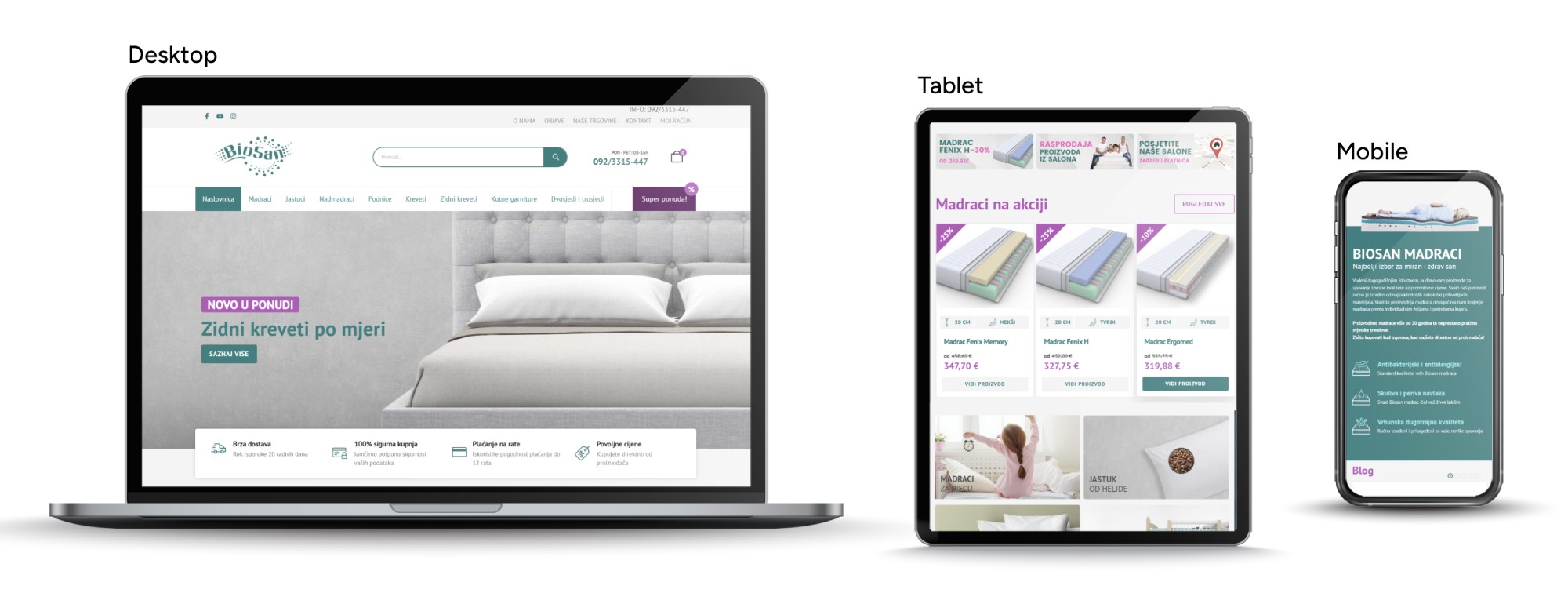 Responzivna WooCommerce web trgovina biosan-madraci.hr