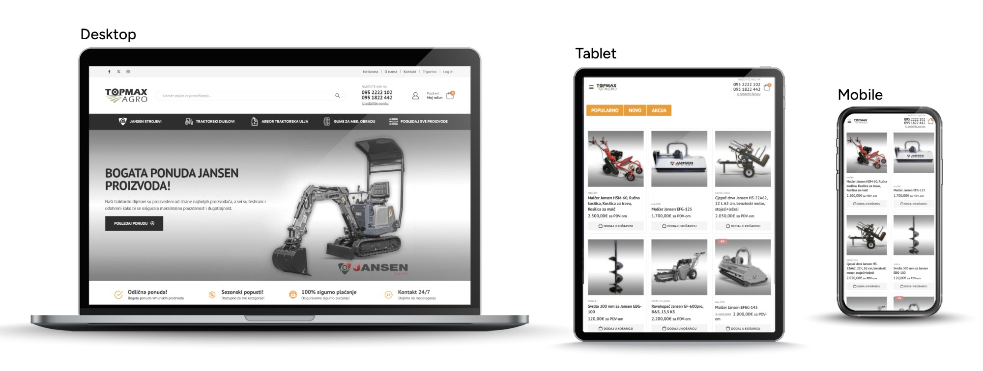 Responzivna WooCommerce web trgovina topmaxagro.hr